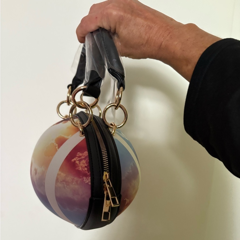 New- tie-dyed football clouds textured purse gold hardware. NFL lover perfect - Picture 6 of 6